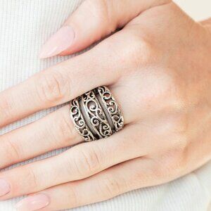 Paparazzi Jewelry Accessories - FRILLED To Be Here - Silver Ring - Vintage